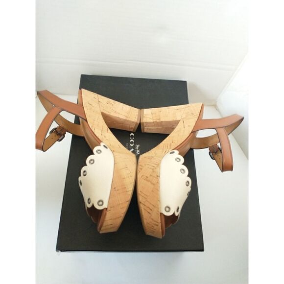 New! COACH Women's Platform Leather Sandals Shoes Chunky Heel Open-Toe Size 9 - Picture 6 of 11